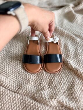 Mini Melissa Black & White Buckle Sandals | Size 11